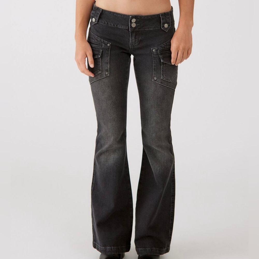 New BDG Utility Micro Flare Jeans 28 Washed Black Urban Outfitters